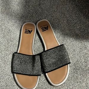 Black sparkle sandals